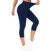 imageTHE GYM PEOPLE Tummy Control Workout Capris Leggings with Pockets High Waist Athletic Yoga Pants for Women Running HikingNavy Blue