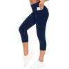 imageTHE GYM PEOPLE Tummy Control Workout Capris Leggings with Pockets High Waist Athletic Yoga Pants for Women Running HikingNavy Blue