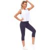 imageTHE GYM PEOPLE Tummy Control Workout Capris Leggings with Pockets High Waist Athletic Yoga Pants for Women Running HikingPurple