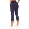 imageTHE GYM PEOPLE Tummy Control Workout Capris Leggings with Pockets High Waist Athletic Yoga Pants for Women Running HikingPurple