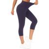 imageTHE GYM PEOPLE Tummy Control Workout Capris Leggings with Pockets High Waist Athletic Yoga Pants for Women Running HikingPurple