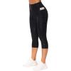 imageTHE GYM PEOPLE Tummy Control Workout Capris Leggings with Pockets High Waist Athletic Yoga Pants for Women Running HikingSilverBlack