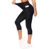 imageTHE GYM PEOPLE Tummy Control Workout Capris Leggings with Pockets High Waist Athletic Yoga Pants for Women Running HikingSilverBlack