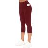 imageTHE GYM PEOPLE Tummy Control Workout Capris Leggings with Pockets High Waist Athletic Yoga Pants for Women Running HikingWine Red