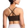 imageTHE GYM PEOPLE Womens Adjustable Spaghetti Strap Sports Bras Wirefree Workout Tops with Removable PaddedBrown