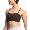 imageTHE GYM PEOPLE Womens Adjustable Spaghetti Strap Sports Bras Wirefree Workout Tops with Removable PaddedBrown