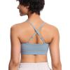 imageTHE GYM PEOPLE Womens Adjustable Spaghetti Strap Sports Bras Wirefree Workout Tops with Removable PaddedDenim Blue