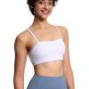 imageTHE GYM PEOPLE Womens Adjustable Spaghetti Strap Sports Bras Wirefree Workout Tops with Removable PaddedWhite