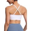 imageTHE GYM PEOPLE Womens Adjustable Spaghetti Strap Sports Bras Wirefree Workout Tops with Removable PaddedWhite