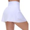 imageTHE GYM PEOPLE Womens Cross Waist Tennis Skirts with Cutting Hem Golf Skorts with Inner Mesh Pockets ShortsWhite