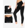 imageTHE GYM PEOPLE Womens Cross Waist Workout Leggings Tummy Control High Waisted Athletic Yoga Pants with PocketsBlack