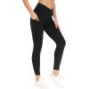 imageTHE GYM PEOPLE Womens Cross Waist Workout Leggings Tummy Control High Waisted Athletic Yoga Pants with PocketsBlack