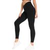 imageTHE GYM PEOPLE Womens Cross Waist Workout Leggings Tummy Control High Waisted Athletic Yoga Pants with PocketsBlack