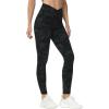imageTHE GYM PEOPLE Womens Cross Waist Workout Leggings Tummy Control High Waisted Athletic Yoga Pants with PocketsBlack Camo