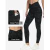 imageTHE GYM PEOPLE Womens Cross Waist Workout Leggings Tummy Control High Waisted Athletic Yoga Pants with PocketsBlack Camo