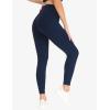 imageTHE GYM PEOPLE Womens Cross Waist Workout Leggings Tummy Control High Waisted Athletic Yoga Pants with PocketsBlue