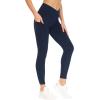 imageTHE GYM PEOPLE Womens Cross Waist Workout Leggings Tummy Control High Waisted Athletic Yoga Pants with PocketsBlue