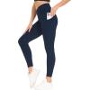 imageTHE GYM PEOPLE Womens Cross Waist Workout Leggings Tummy Control High Waisted Athletic Yoga Pants with PocketsBlue