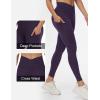 imageTHE GYM PEOPLE Womens Cross Waist Workout Leggings Tummy Control High Waisted Athletic Yoga Pants with PocketsPurple