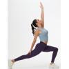 imageTHE GYM PEOPLE Womens Cross Waist Workout Leggings Tummy Control High Waisted Athletic Yoga Pants with PocketsPurple
