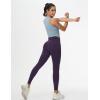imageTHE GYM PEOPLE Womens Cross Waist Workout Leggings Tummy Control High Waisted Athletic Yoga Pants with PocketsPurple