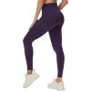 imageTHE GYM PEOPLE Womens Cross Waist Workout Leggings Tummy Control High Waisted Athletic Yoga Pants with PocketsPurple