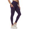 imageTHE GYM PEOPLE Womens Cross Waist Workout Leggings Tummy Control High Waisted Athletic Yoga Pants with PocketsPurple