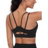 imageTHE GYM PEOPLE Womens Double Spaghetti Strap Sports Bras Supportive Strappy Workout Bra with PaddedBlack