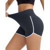 imageTHE GYM PEOPLE Womens High Waist Workout Shorts Breathable Dolphin Split Elastic Lounge Yoga ShortsCharcoal Grey