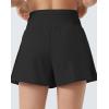 imageTHE GYM PEOPLE Womens High Waist Workout Shorts Side Pleated Athletic Running Shorts with Mesh Liner Zip PocketBlack