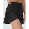 imageTHE GYM PEOPLE Womens High Waist Workout Shorts Side Pleated Athletic Running Shorts with Mesh Liner Zip PocketBlack