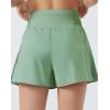 imageTHE GYM PEOPLE Womens High Waist Workout Shorts Side Pleated Athletic Running Shorts with Mesh Liner Zip PocketJasmine Green