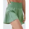 imageTHE GYM PEOPLE Womens High Waist Workout Shorts Side Pleated Athletic Running Shorts with Mesh Liner Zip PocketJasmine Green