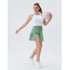 imageTHE GYM PEOPLE Womens High Waist Workout Shorts Side Pleated Athletic Running Shorts with Mesh Liner Zip PocketJasmine Green