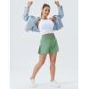imageTHE GYM PEOPLE Womens High Waist Workout Shorts Side Pleated Athletic Running Shorts with Mesh Liner Zip PocketJasmine Green