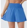 imageTHE GYM PEOPLE Womens High Waist Workout Shorts Side Pleated Athletic Running Shorts with Mesh Liner Zip PocketLight Blue