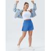 imageTHE GYM PEOPLE Womens High Waist Workout Shorts Side Pleated Athletic Running Shorts with Mesh Liner Zip PocketLight Blue