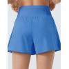 imageTHE GYM PEOPLE Womens High Waist Workout Shorts Side Pleated Athletic Running Shorts with Mesh Liner Zip PocketLight Blue