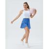 imageTHE GYM PEOPLE Womens High Waist Workout Shorts Side Pleated Athletic Running Shorts with Mesh Liner Zip PocketLight Blue