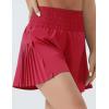 imageTHE GYM PEOPLE Womens High Waist Workout Shorts Side Pleated Athletic Running Shorts with Mesh Liner Zip PocketMagenta