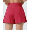 imageTHE GYM PEOPLE Womens High Waist Workout Shorts Side Pleated Athletic Running Shorts with Mesh Liner Zip PocketMagenta