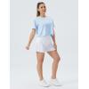 imageTHE GYM PEOPLE Womens High Waist Workout Shorts Side Pleated Athletic Running Shorts with Mesh Liner Zip PocketWhite