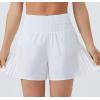 imageTHE GYM PEOPLE Womens High Waist Workout Shorts Side Pleated Athletic Running Shorts with Mesh Liner Zip PocketWhite