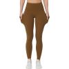imageTHE GYM PEOPLE Womens High Waist Yoga Pants Soft Tummy Control Athletic Workout Leggings with Deep PocketsBrown