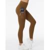 imageTHE GYM PEOPLE Womens High Waist Yoga Pants Soft Tummy Control Athletic Workout Leggings with Deep PocketsBrown