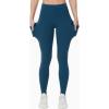 imageTHE GYM PEOPLE Womens High Waist Yoga Pants Soft Tummy Control Athletic Workout Leggings with Deep PocketsDark Blue Green