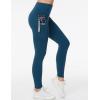 imageTHE GYM PEOPLE Womens High Waist Yoga Pants Soft Tummy Control Athletic Workout Leggings with Deep PocketsDark Blue Green