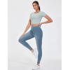 imageTHE GYM PEOPLE Womens High Waisted Jeggings Pants Stretchy Tummy Control Skinny Jean Leggings with PocketsDenim Light Blue