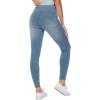imageTHE GYM PEOPLE Womens High Waisted Jeggings Pants Stretchy Tummy Control Skinny Jean Leggings with PocketsDenim Light Blue