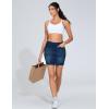 imageTHE GYM PEOPLE Womens High Waisted Mini Denim Skirts with Pockets Stretch Skinny Jean Bodycon SkirtsDark Blue